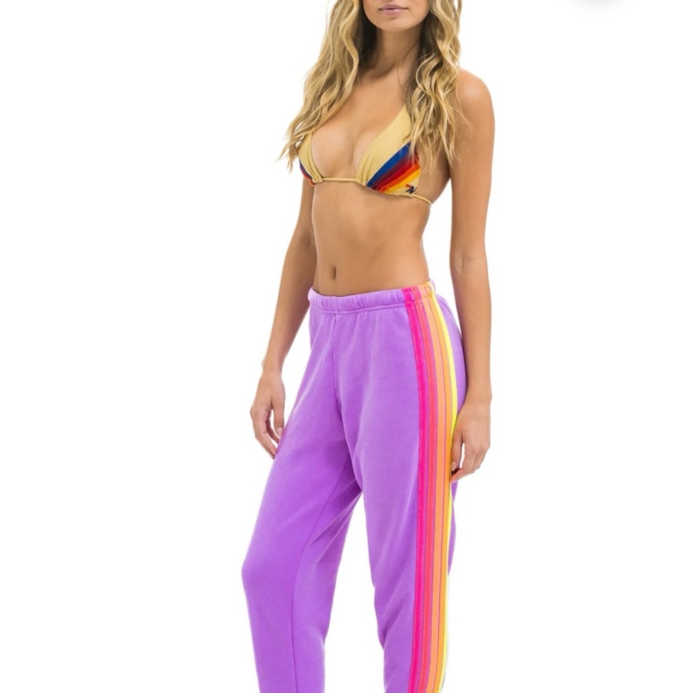NWOT Aviator Nation Neon Purple Joggers with Stripes